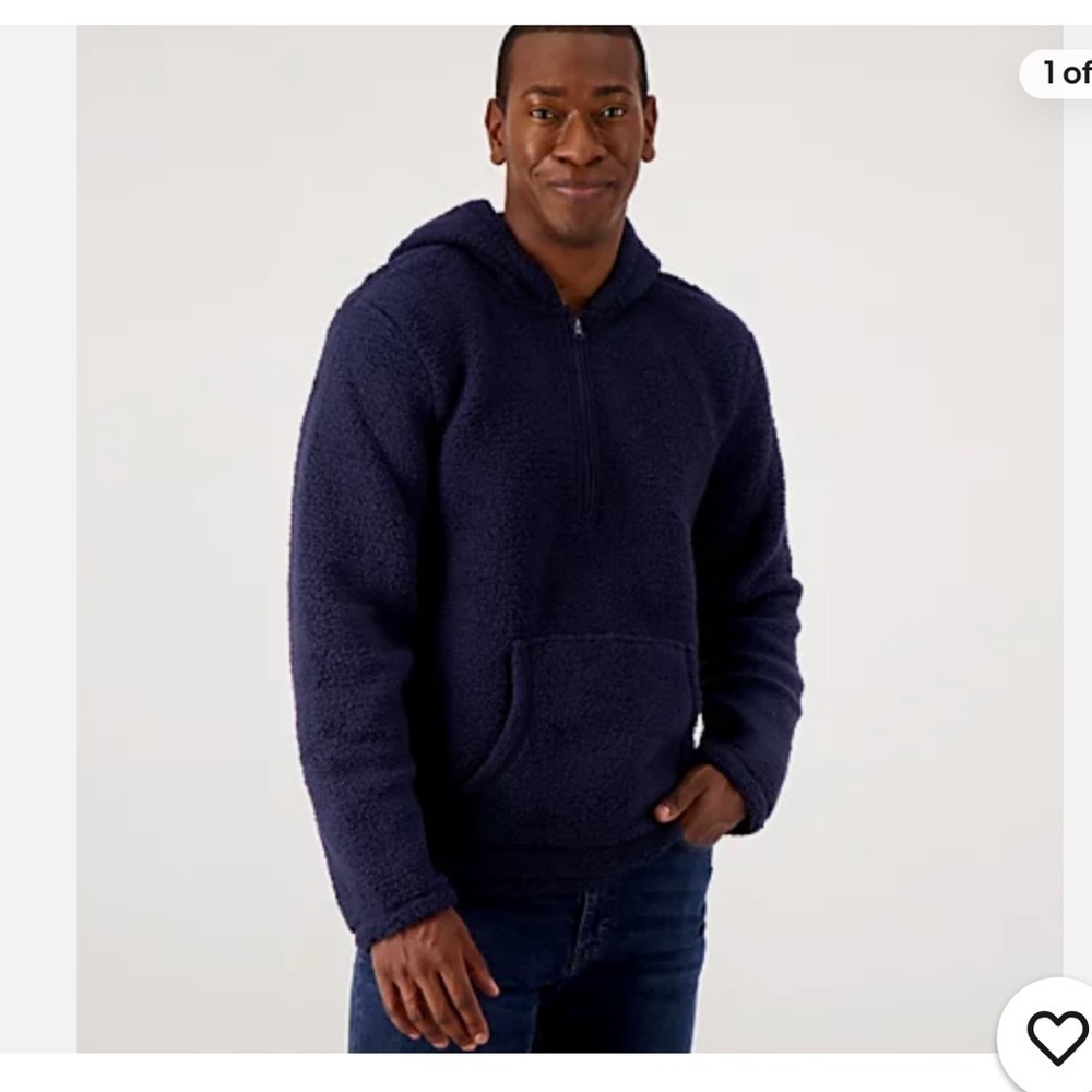 Cuddl Duds Men’s Cloud Fleece Quarter Zip Sweatshirt, Navy Size XL